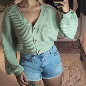 Mint Green Sweater Cardigan